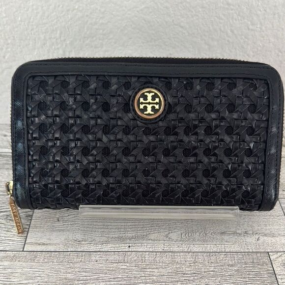 Tory Burch Black Woven Wallet